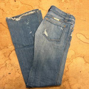 Frankie B. Y2K Low Rise Flare Jeans w/ Bleach + Distressing - Size 4